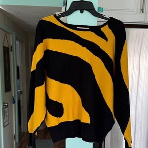 Philosophy Black and Yellow Abstract Sweater